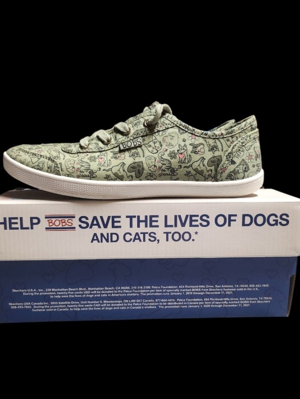 Skechers BOBS B Cute Paw House Women's Sneakers Olive Multi Size 6.5 NIB
